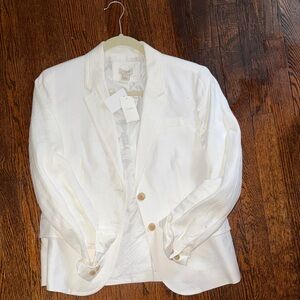 🤍JCrew🤍 NWT Classic White Linen Blazer. S10. Brand new!